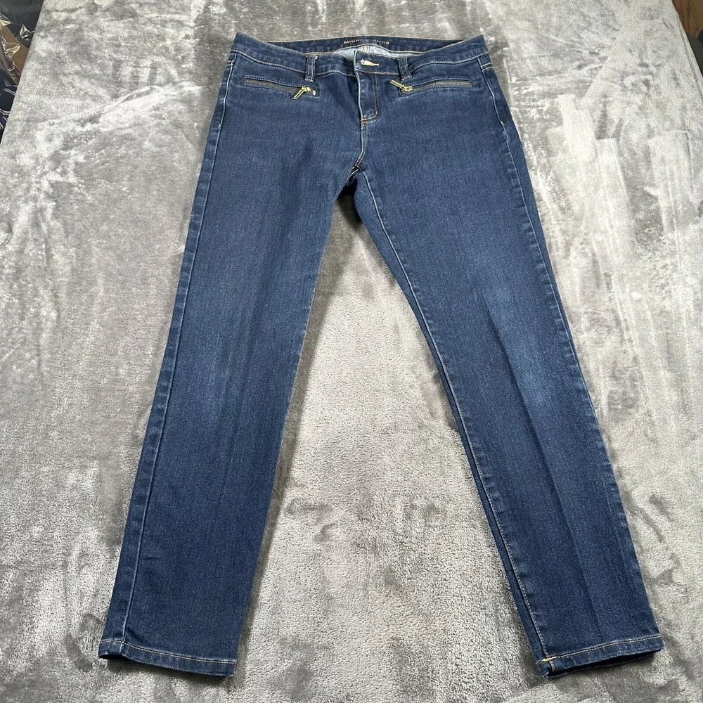 Michael Kors Skinny Jeans Womens 10 Blue Zipper Pockets Rockstar Denim‎